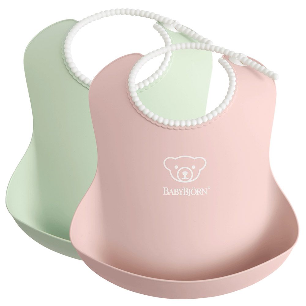 BABYBJORN Pack of 2 Baby Bib Powder Yellow Powder Green Buy
